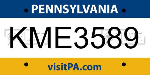 KME3589 Pennsylvania License Plate
