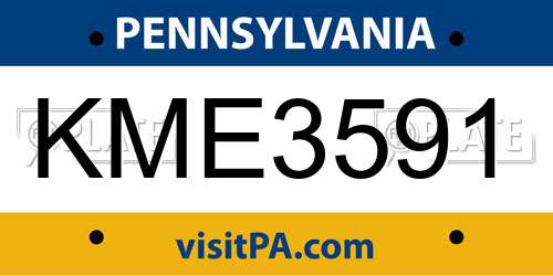 KME3591 Pennsylvania License Plate
