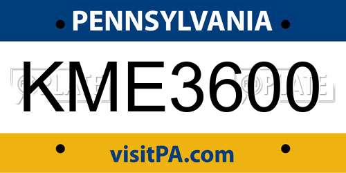 KME3600 Pennsylvania License Plate