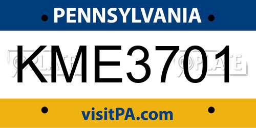 KME3701 Pennsylvania License Plate