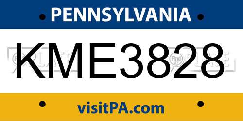 KME3828 Pennsylvania License Plate