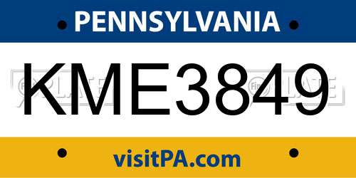 KME3849 Pennsylvania License Plate