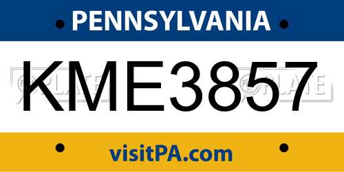 KME3857 Pennsylvania License Plate