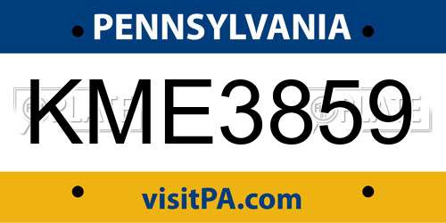 KME3859 Pennsylvania License Plate