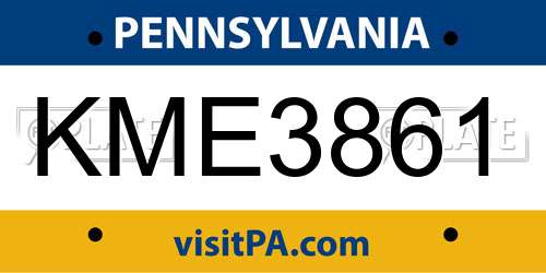 KME3861 Pennsylvania License Plate