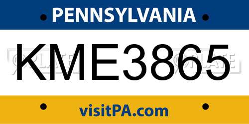 KME3865 Pennsylvania License Plate