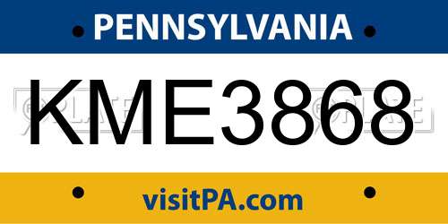 KME3868 Pennsylvania License Plate