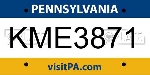 KME3871 Pennsylvania License Plate