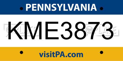 KME3873 Pennsylvania License Plate