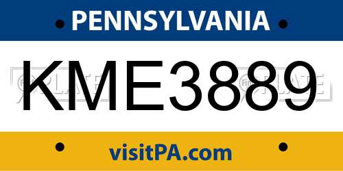 KME3889 Pennsylvania License Plate