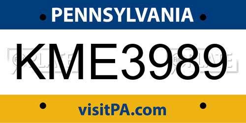 KME3989 Pennsylvania License Plate