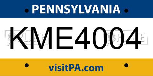 KME4004 Pennsylvania License Plate