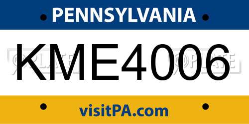 KME4006 Pennsylvania License Plate