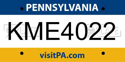 KME4022 Pennsylvania License Plate