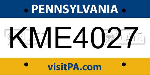 KME4027 Pennsylvania License Plate