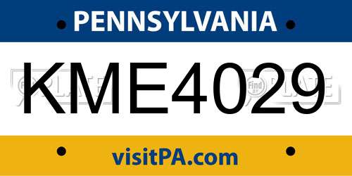 KME4029 Pennsylvania License Plate