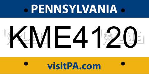 KME4120 Pennsylvania License Plate