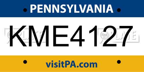 KME4127 Pennsylvania License Plate