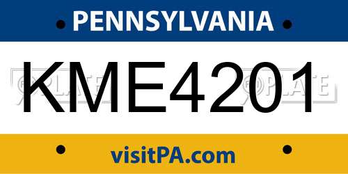 KME4201 Pennsylvania License Plate