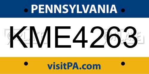 KME4263 Pennsylvania License Plate