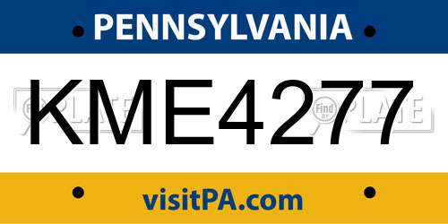 KME4277 Pennsylvania License Plate