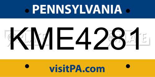 KME4281 Pennsylvania License Plate