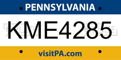 KME4285 Pennsylvania License Plate