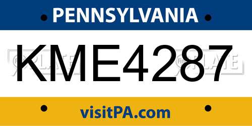 KME4287 Pennsylvania License Plate