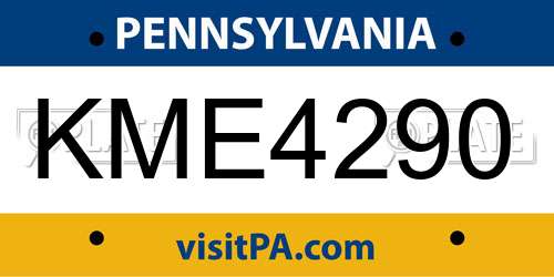 KME4290 Pennsylvania License Plate