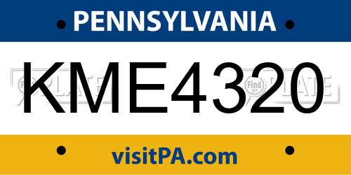 KME4320 Pennsylvania License Plate