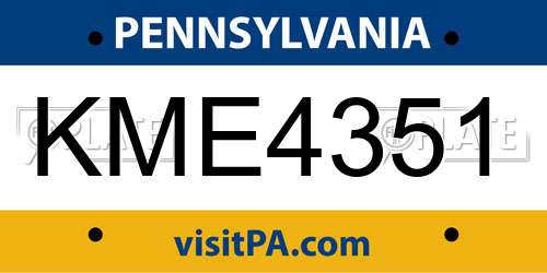 KME4351 Pennsylvania License Plate