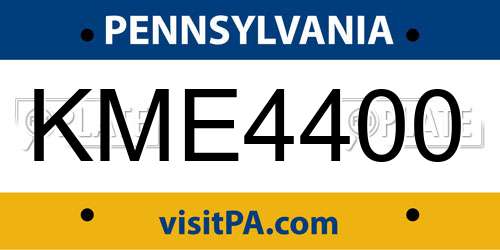 KME4400 Pennsylvania License Plate