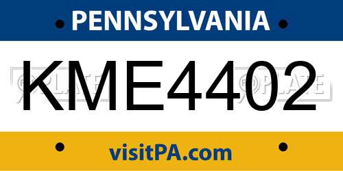 KME4402 Pennsylvania License Plate