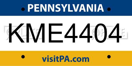 KME4404 Pennsylvania License Plate