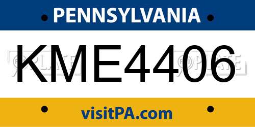 KME4406 Pennsylvania License Plate