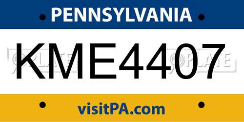 KME4407 Pennsylvania License Plate