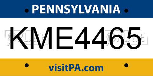 KME4465 Pennsylvania License Plate