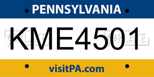 KME4501 Pennsylvania License Plate