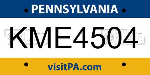 KME4504 Pennsylvania License Plate