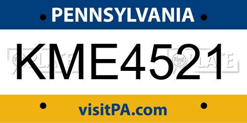 KME4521 Pennsylvania License Plate