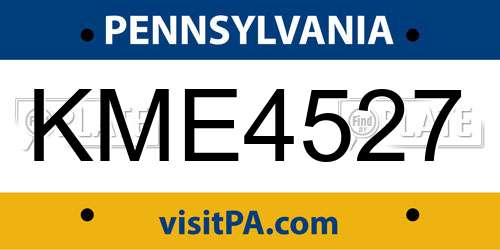 KME4527 Pennsylvania License Plate