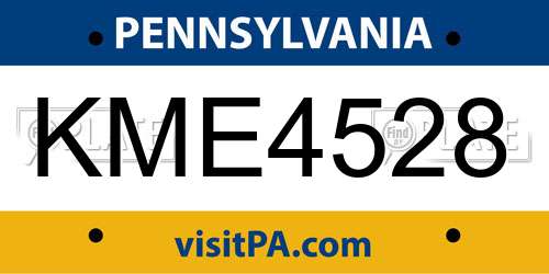 KME4528 Pennsylvania License Plate