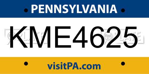 KME4625 Pennsylvania License Plate