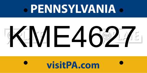 KME4627 Pennsylvania License Plate