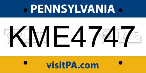 KME4747 Pennsylvania License Plate