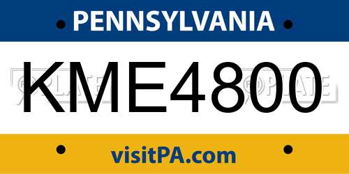 KME4800 Pennsylvania License Plate