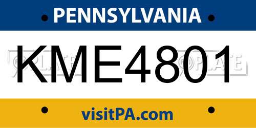 KME4801 Pennsylvania License Plate