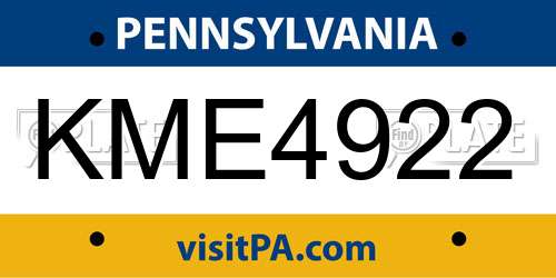 KME4922 Pennsylvania License Plate
