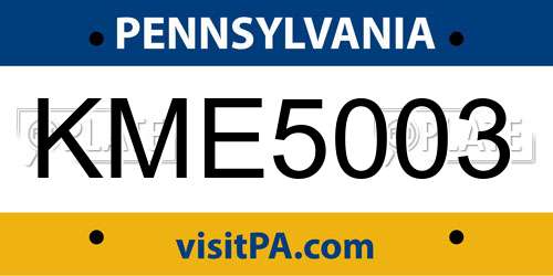 KME5003 Pennsylvania License Plate