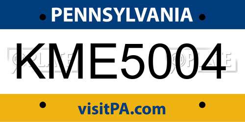 KME5004 Pennsylvania License Plate